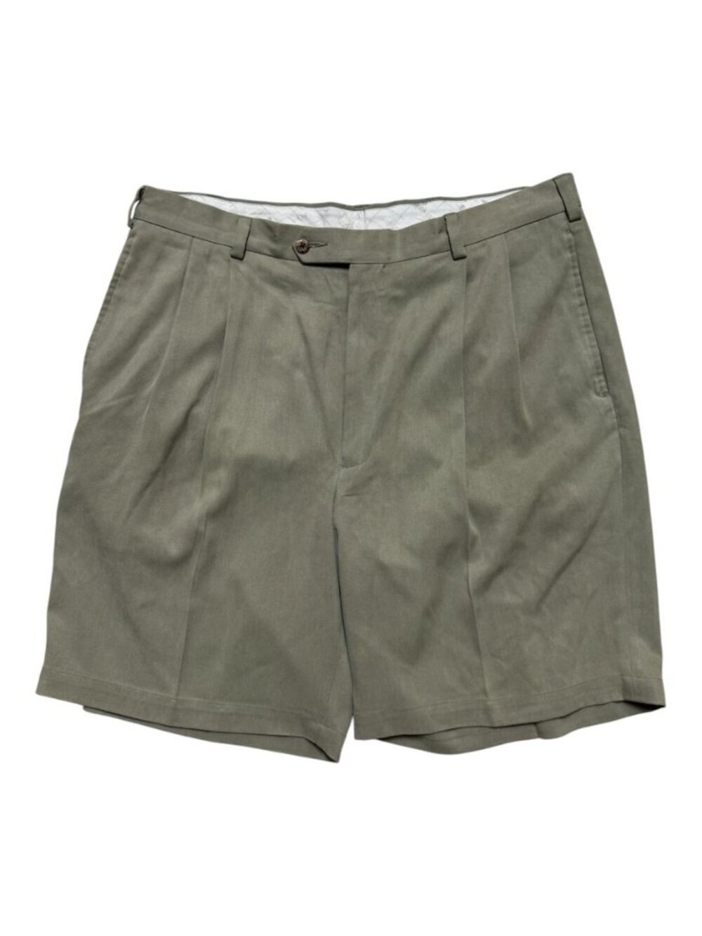 Joseph A. Bank 100% Silk Pleated Shorts Mens 38 Olive Green Dress Casual